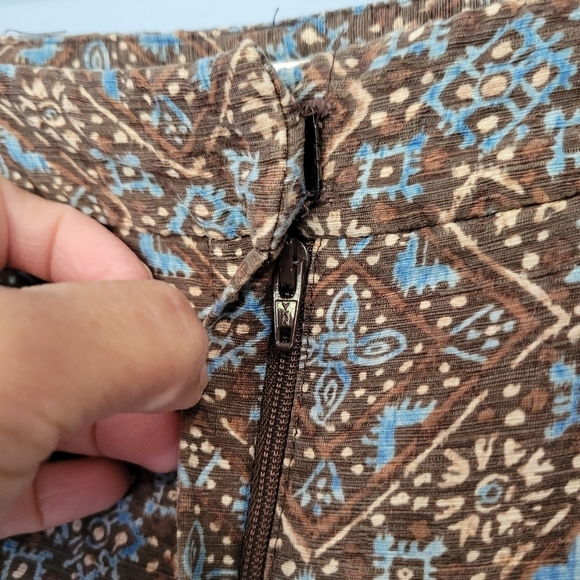 Talbots Woman Tailored Fit Silk Linen Blend Printed Pants Plus Size 14W Brown - Picture 6 of 14